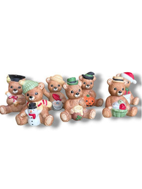 Vintage HOMCO 1413 Calendar Bears Lot 7 Jan Mar Apr May Aug Oct Dec Figurines
